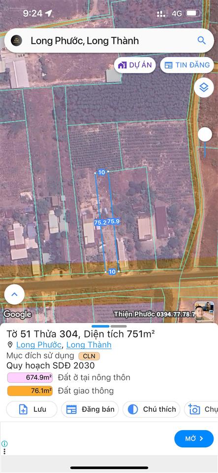 Chính chủ bán đất 10x75m đường nhựa 32m, đối diện kcn tân hiệp, gần cảng cạn long thành