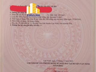 Chủ gửi bán gấp đất ở trung tâm xã vạn ninh (thị trấn vạn giã cũ)