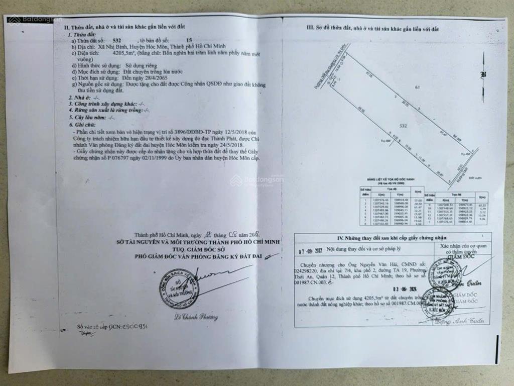 4200m2 đất đường nhị bình 4, giá chỉ 4,5 triệu/m2