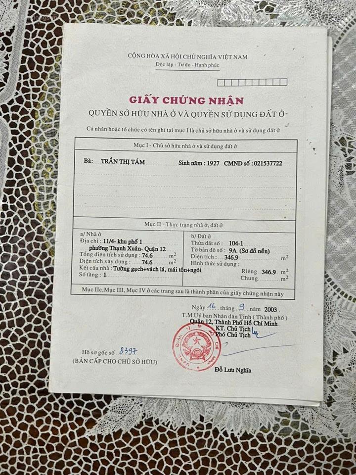 Đất 1 sẹc hà huy giáp thông ra tô ngọc vân, dt350m2 thổ cư, giá 13.8tyr