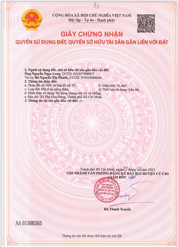 1,7 tỷ/ nền 85m2 (giá 100%)  sổ hồng riêng  tặng gpxd  vị trí đắc địa liền kề hóc môn