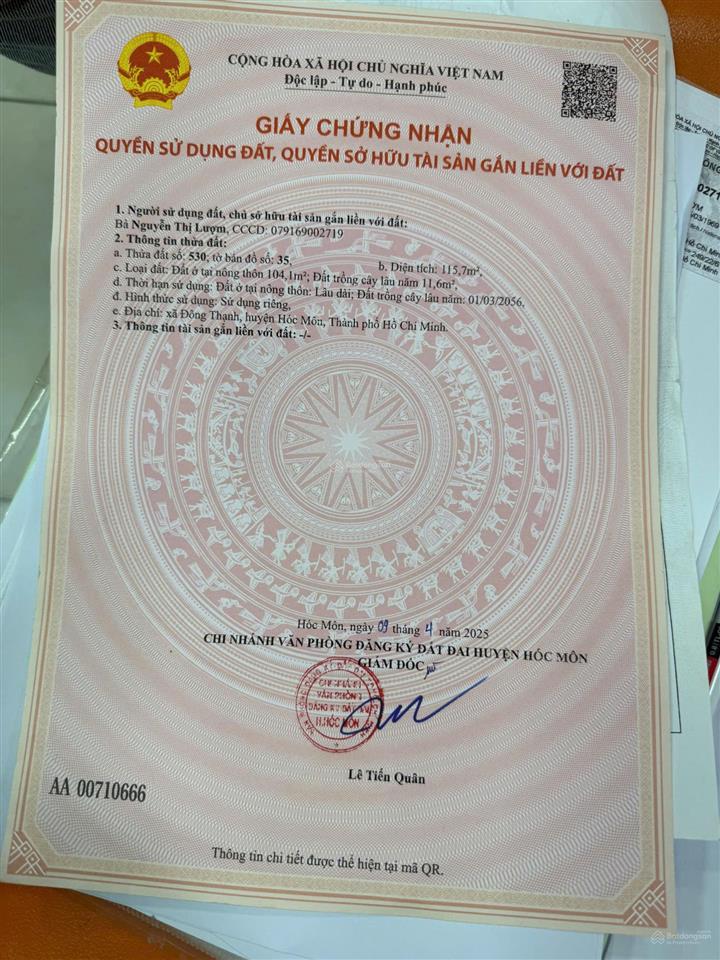 Bán đất tại đông thạnh, hóc môn, 3,39 tỷ, 115m2, giá ưu đãi