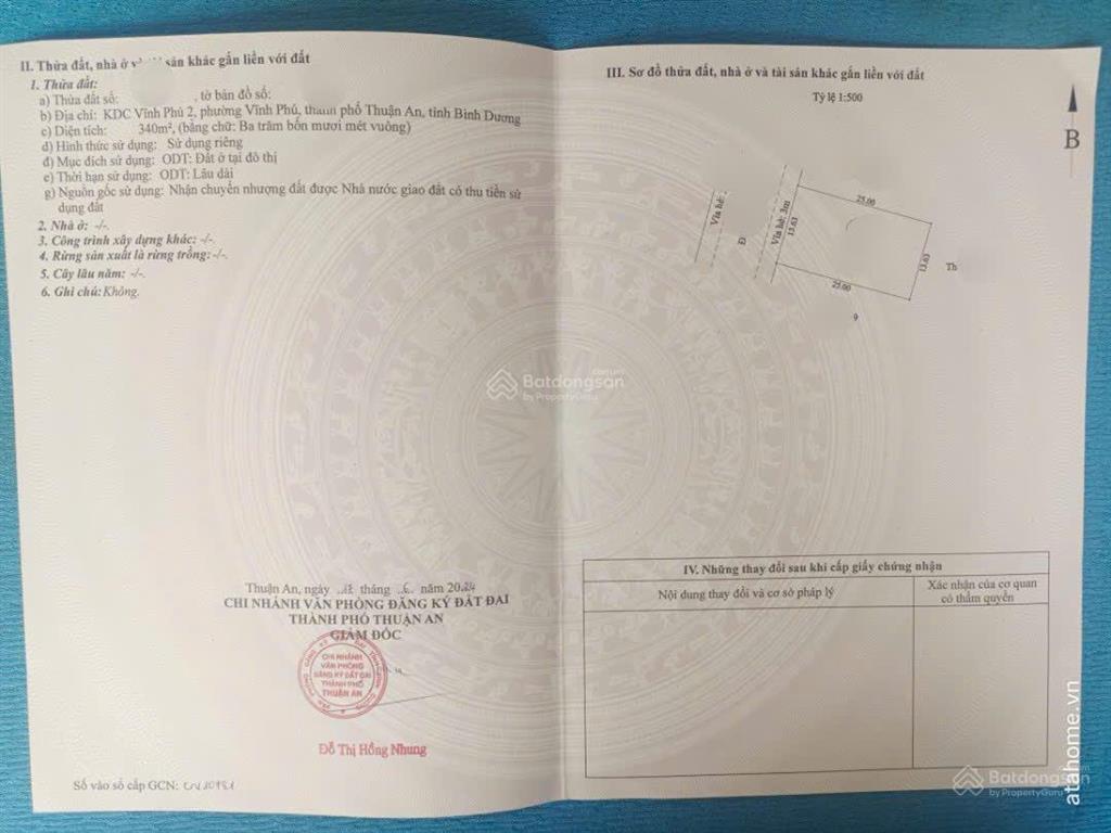 Cần bán 2 lô đất liền kề 340m2, khu dân cư vĩnh phú 2, hồ chí minh, giá 15,3 tỷ, tương 0962 866 ***