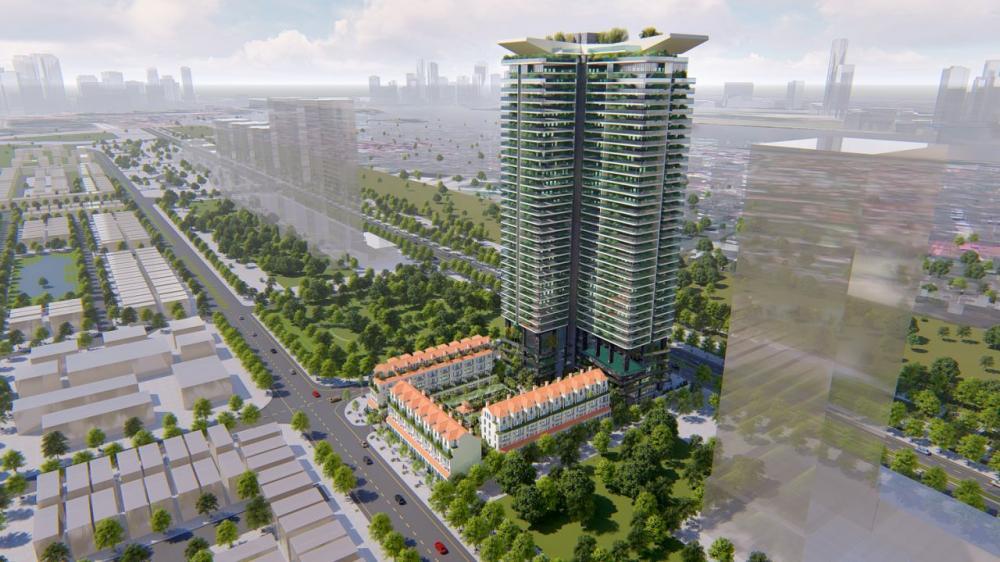 Bán liền kề sunshine golden river 2 mặt tiền, 5 tầng 1 hầm, view bể bơi đẹp, đường kết nối 30m