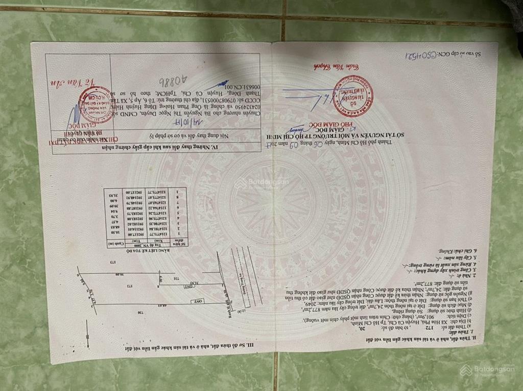 Cần bán đất trung an, củ chi tphcm gấp
