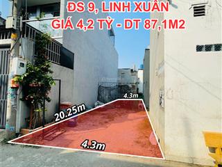 Cơ hội hiếm! đất 87m² vuông vức hẻm 5m ô tô vào tận nơi, giá chỉ 48tr/m² linh xuân