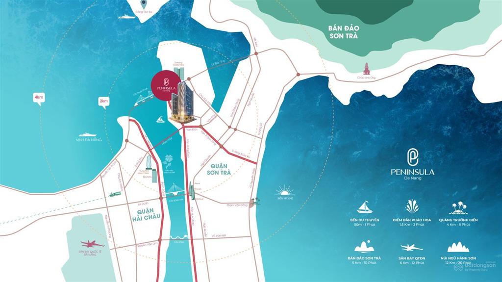 Căn hộ 2pn view sông hàn  biển mỹ khê tại dự án peninsula đà nẵng