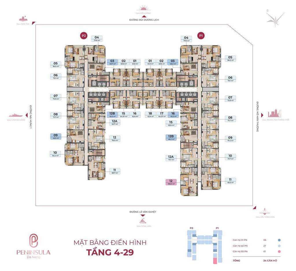 Bán căn hộ dự án peninsula đà nẵng 2pn  view sông hàn  sổ hồng lâu dài