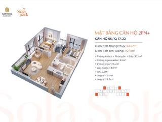 Chủ nhà cần bán nhanh căn 2pn, dt 64m2 tòa g5 (2 hầm để xe), tại sola park vin smart city, giá 4tỷ3