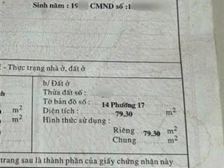 5.8 tỷ tl, 79m, hxh 5m. bán nhà 383/ nguyễn oanh phường 17 gò vấp, gần lê đức thọ