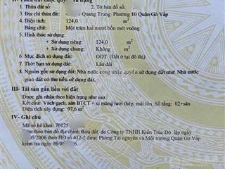 7.4 tỷ tl, 124m2, bán nhà 2 tầng mới đẹp quang trung, p10, gò vấp, cho thuê 30tr/tháng