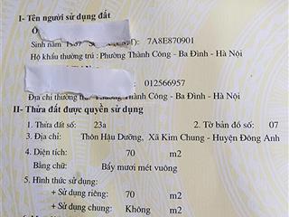 Bán đất hậu dưỡng, 6 tỷ, dt 70m², pháp lý đầy đủ