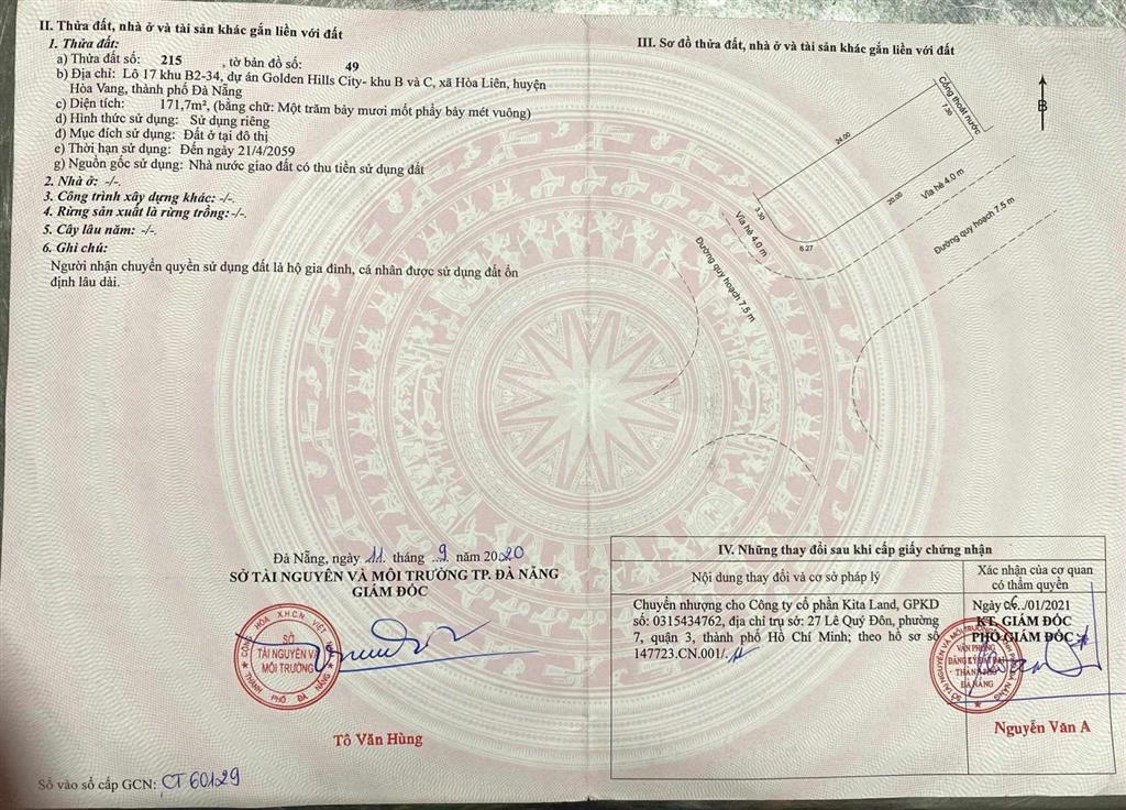 Bán lô góc golden hills city, đà nẵng