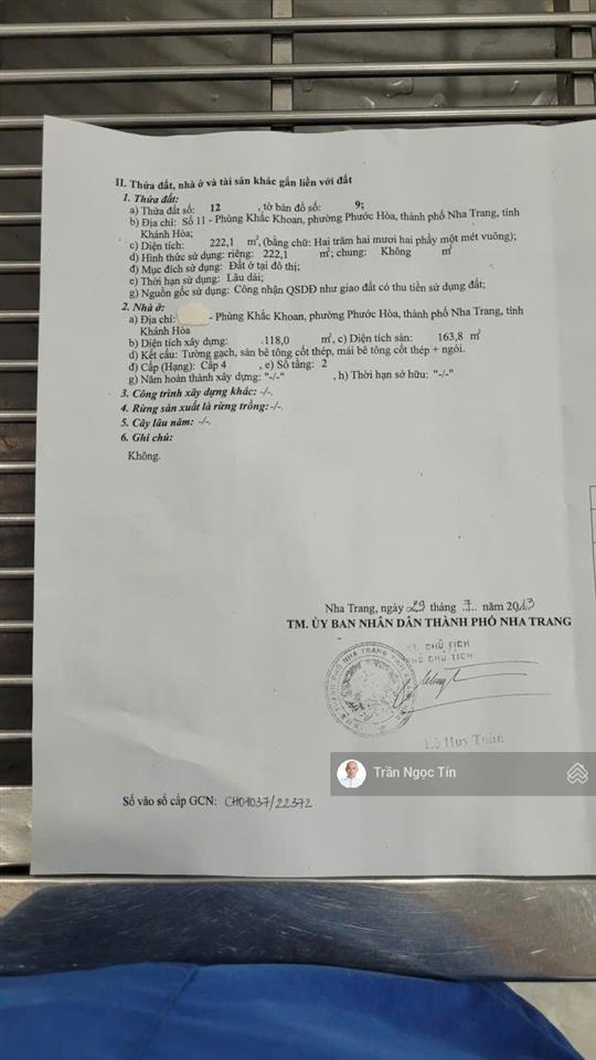 Bán nhà mặt tiền đường phùng khắc khoan dt 222m2 ngang 14m giá 17,2 tyr