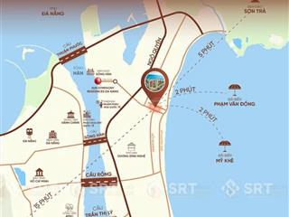 Căn hộ 1pn + 1 chuẩn nghỉ dưỡng chỉ 1 phút ra biển mỹ khê. dt 59.8m2 view biển, thành phố
