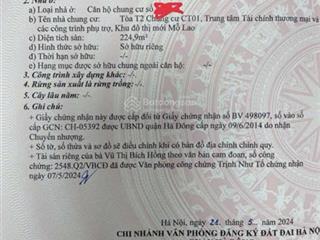 Căn hộ cc 224,9m2 tại chung cư tsq, hà đông, 47 triệu / m2 có thương lượng