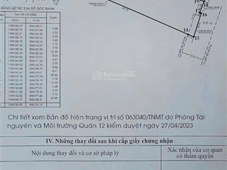 Cực khủng bán khuôn đất thổ cư lớn 1036 m2 măt tiền nguyễn văn quá,đông hưng thuận, quận 12