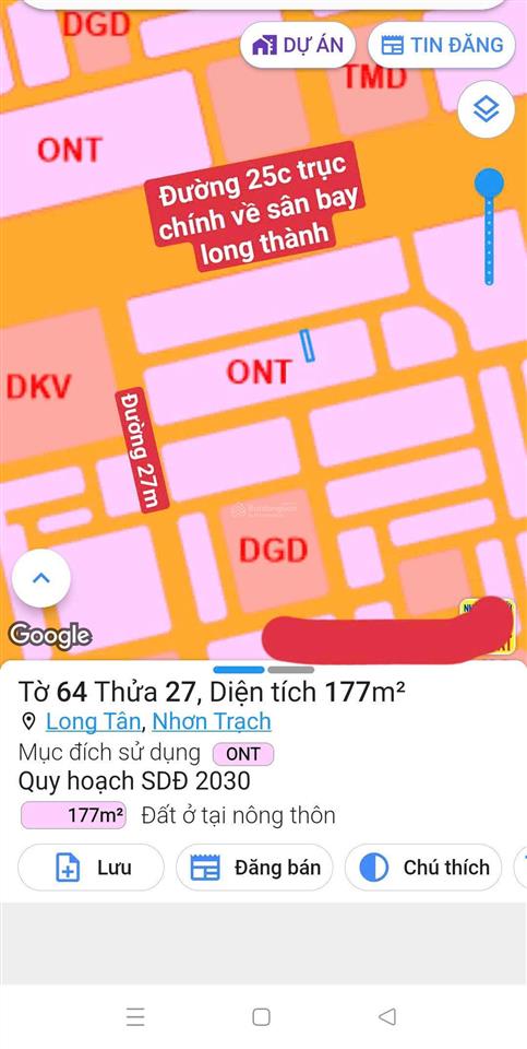 Dự án long tân city  đường 13m. giá đầu tư. dt 177m2. mặt sau đường 25c, vị trí đẹp.