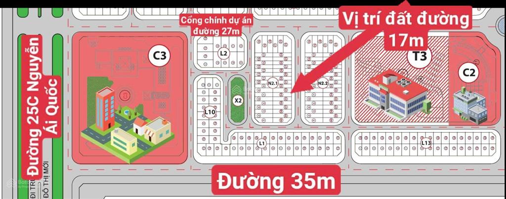 Long tân city  đường 17m. dt 120m2. giá đầu tư. vị trí đẹp gần cổng chính dự án
