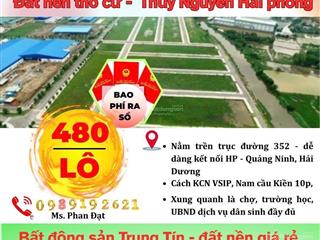 Mở bán 13 lô f0  chưa qua đầy tư 66m2 tại đường 352, liên xuân, thủy nguyên, 480 triệu
