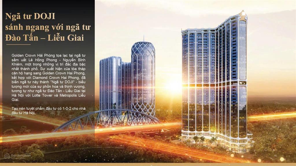 Chỉ cần 917tr sở hữu ngay căn hộ 5* 2pn golden crown hải phòng cam kết thuê lại dòng tiền 6%/năm