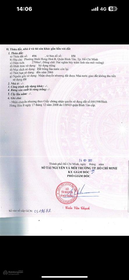 Bán đất nền tại phường bình hưng hòa b, bình tân, hồ chí minh, 54 tỷ, 2706 m2