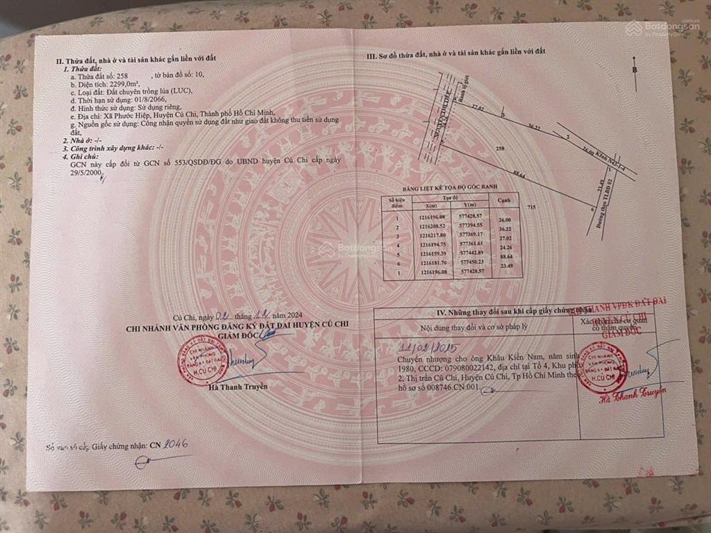 Bán đất tại nguyễn văn tiệp, nhuận đức, củ chi, hcm 8 tỷ, 2299 m2 chính chủ uy tín