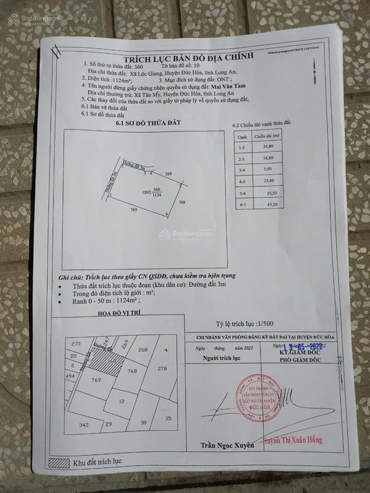 Bán đất tại lộc giang, đức hòa, long an, 8,5 tỷ, 4782 m2, giá siêu hời