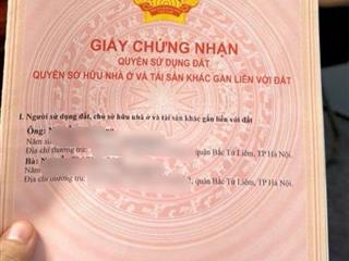 Đất hiếm ngõ thông oto đỗ nhà bắc từ liêm  zá có tl thêm