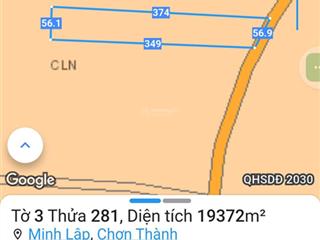 Bán 19372m2tại xã minh lập, chơn thành, bình phước, giá ưu đãi 7ty7
