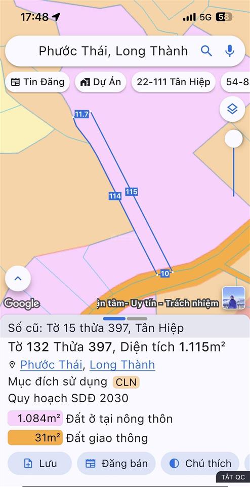 Gia đình kẹt tiền bán gấp mặt tiền đường tân hiệp cũ (xã phước thái mới)