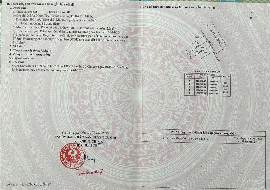 Bán đất 100m2 tại an nhơn tây, củ chi, hồ chí minh, giá siêu hời 1,7 tỷ