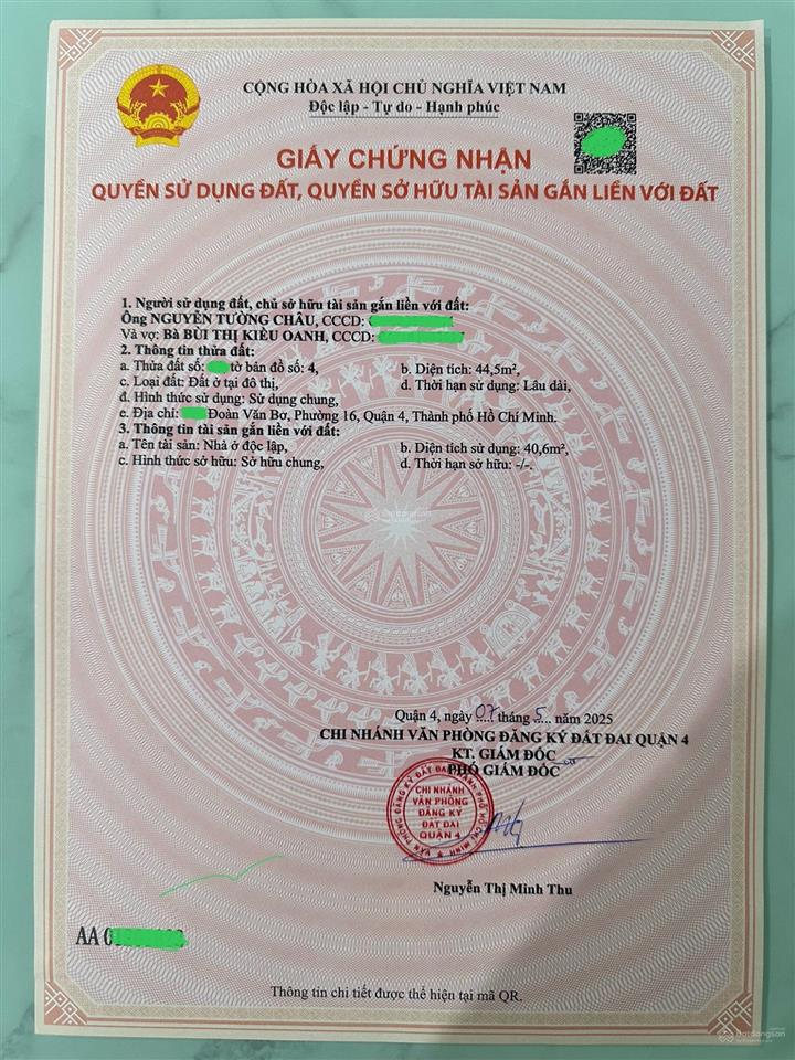 Chỉ 5,95 tỷ có ngay nhà mặt tiền kinh doanh đoàn văn bơ, liền kề quận 1