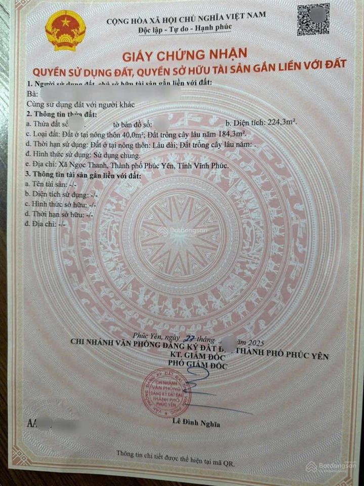 Bán lô đất 2 mặt tiền ngay cạnh chợ và khu du lịch hồ đại lải .