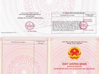 Bán đất nền bến lứcmặt tiền đường nhựa 30m,sổ riêng,thổ cư 100%,giá 1.9 tỷ
