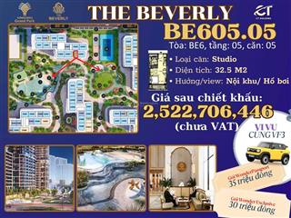 Căn hôn studio giá tốt nhất beverly tăng xe vf3