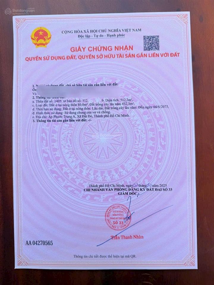 Lô biệt thự giá tốt gần biển xã đất đỏ, tp.hcm
mặt tiền đường nhựa rộng 8m, kết nối đi thẳng ra