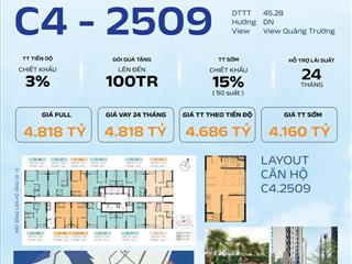 Bán căn hộ 1pn bên sông hàn, sát vincom và vinpearl melia. dự án capital square đà nẵng