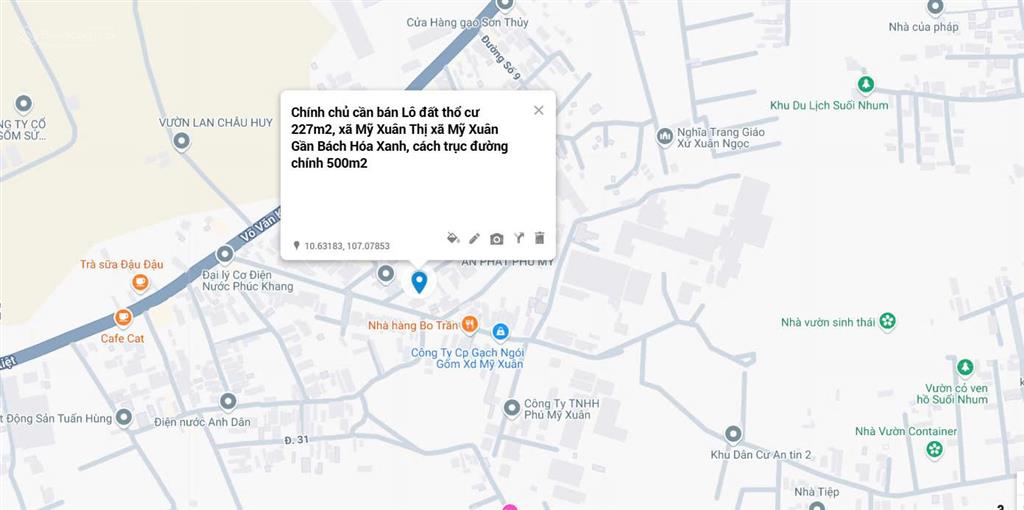 Chủ nhà bán lô đất 227m2 đất thổ cư gần bách hóa xanh p. mỹ xuân thị xã phú mỹ, bà rịa vũng tàu