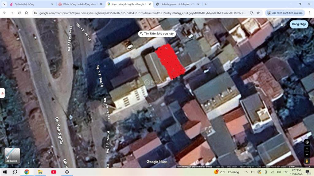 Chính chủ cần bán nhanh lô đất thổ cư gần mặt đường đê yên nghĩa. dt 58m2 ô tô vào nhà