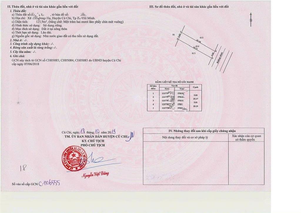 Bán thổ cư cạnh kcn tây bắc, bv đa khoa củ chi, 125m2, shr, 1 tỷ 050