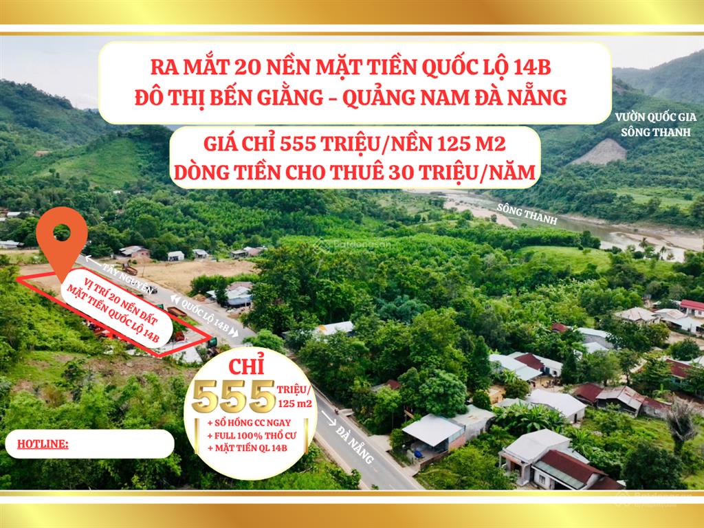 20 nền liền kề mặt tiền quốc lộ 14b giá chỉ 555 triệu. sổ đỏ sẵn tay, cơ hội hiếm!