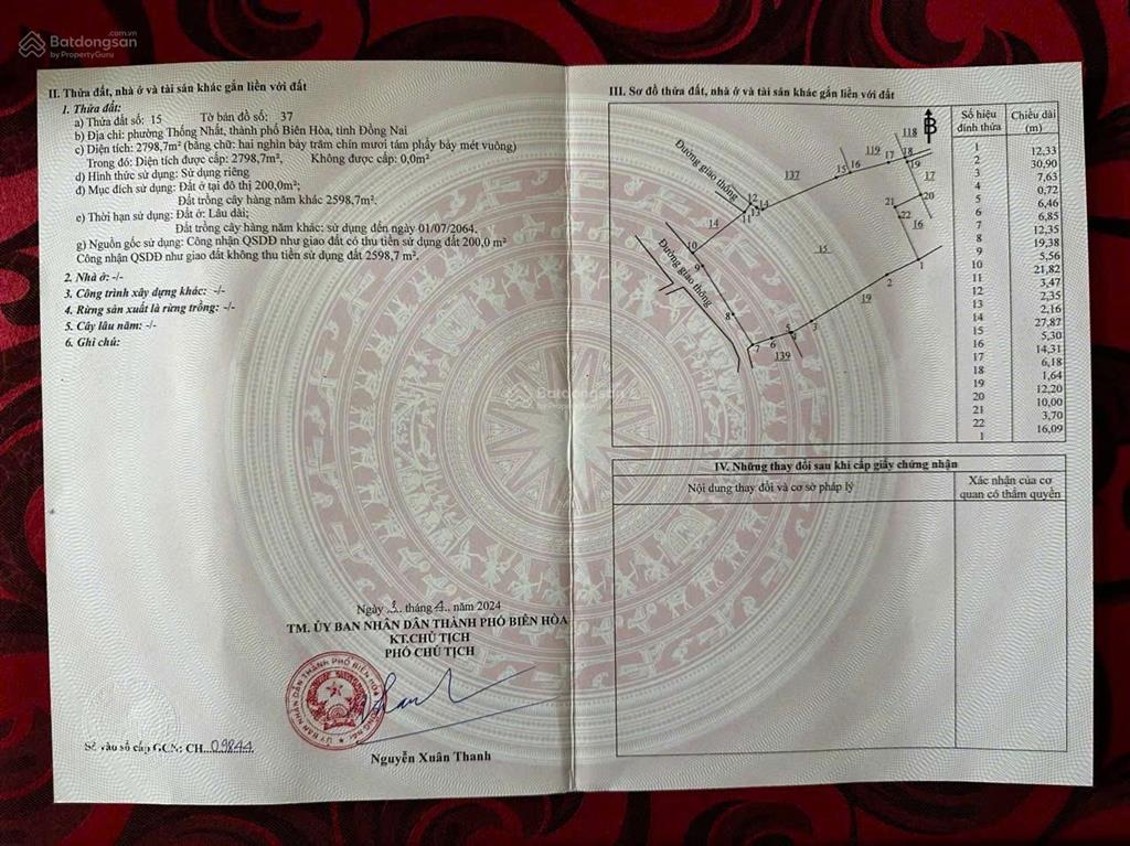 Bán đất tại võ thị sáu, thống nhất, biên hòa, đồng nai, 200 tỷ, 2798 m2 giá cực chất