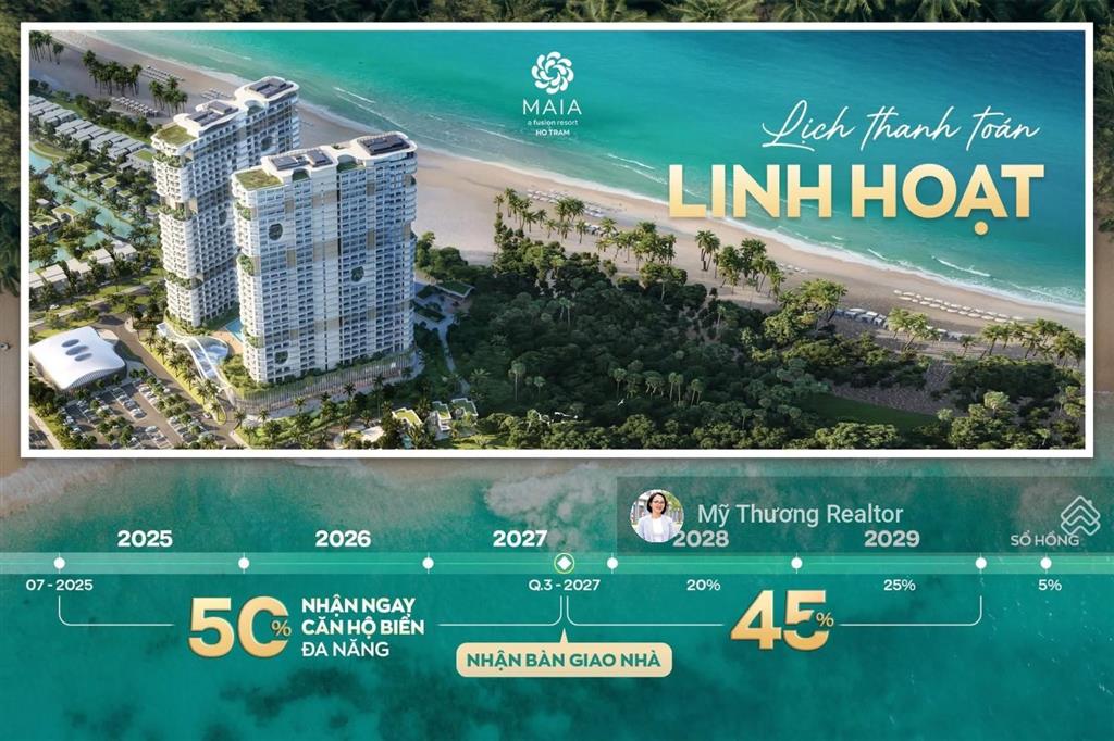 2,3 tỷ sở hữu căn hộ biển maia resort hồ tràm  the grand (full nội thất), tt chỉ 50% nhận nhà