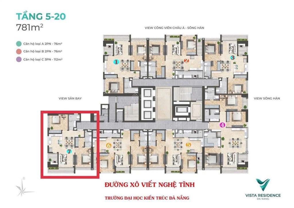 Cực phẩm căn góc cuối cùng của tòa chung cư vista, view trực diện sông hàn, tiện ích trong tầm tay