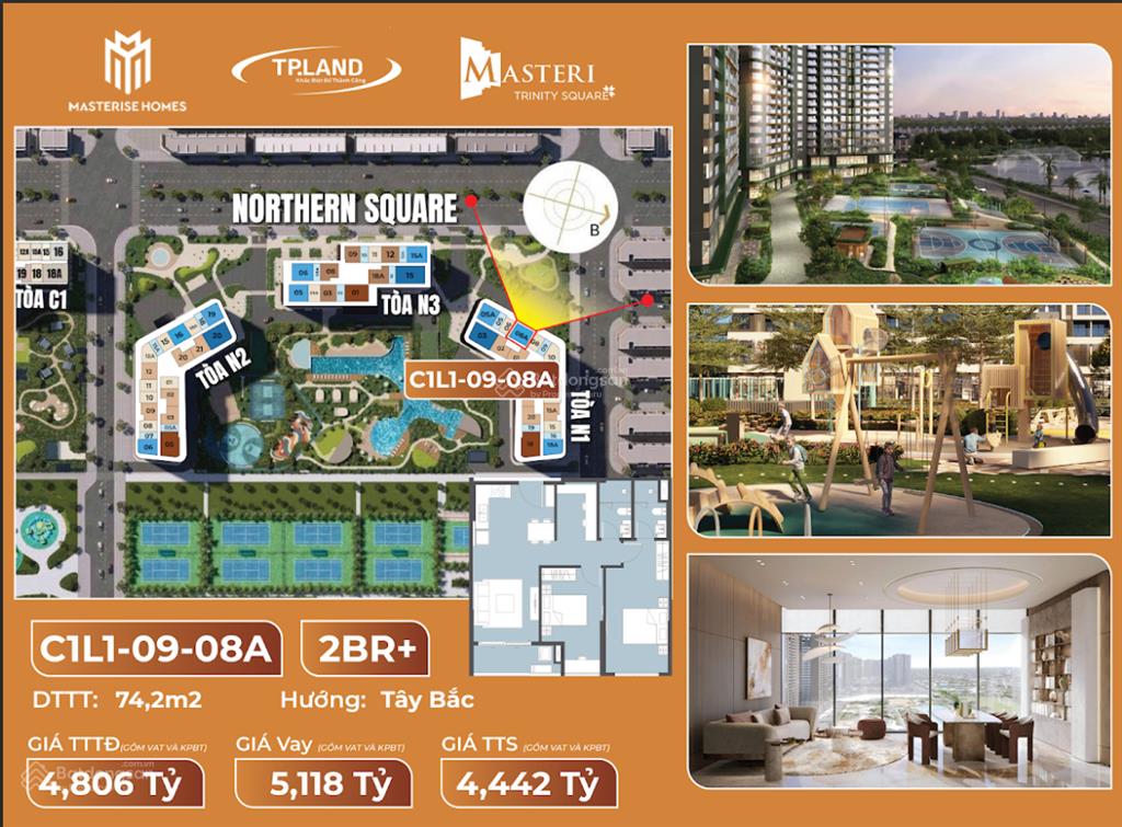 Căn 2pn + thiết kế cao cấp, không gian sống sang trọng tại masteri trinity square