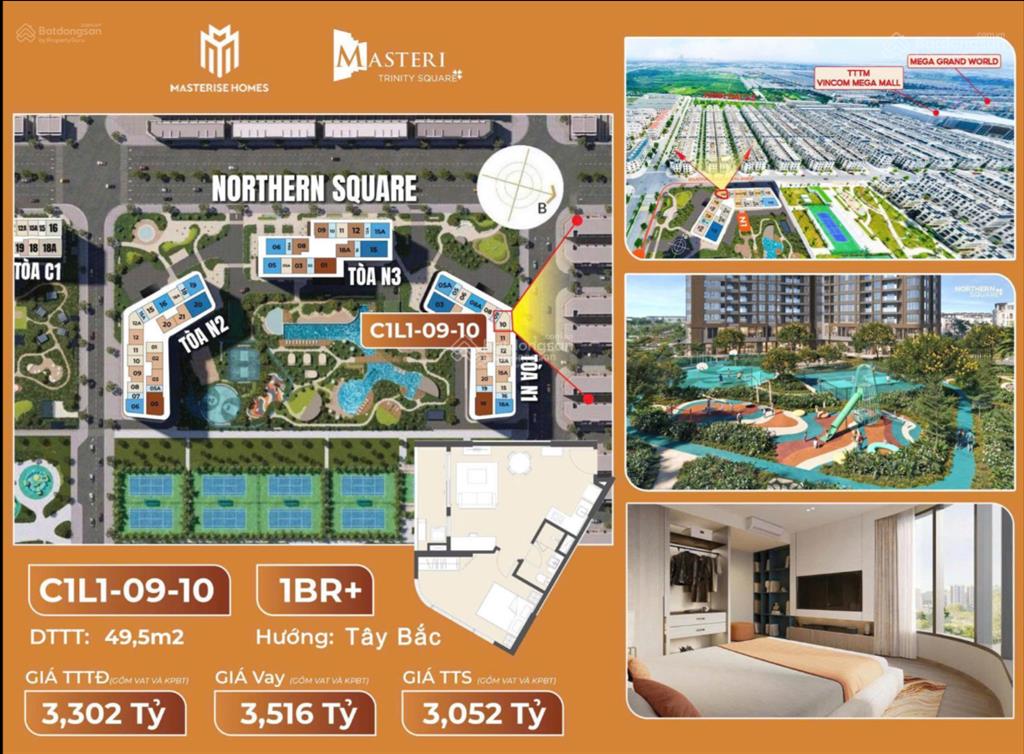 Bán căn 1pn + kính cong siêu hiếm dự án masteri trinity square
