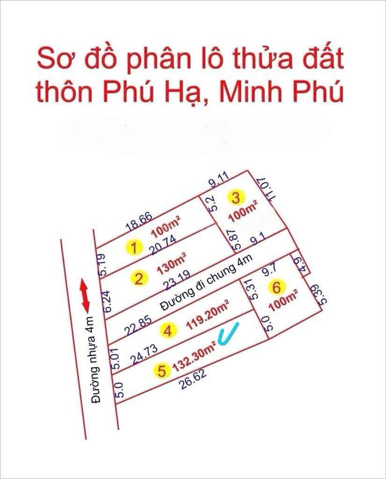 Đất phân lô minh phú 132.3m² ô tô tránh full thổ chỉ nhỉnh 2 tỷ