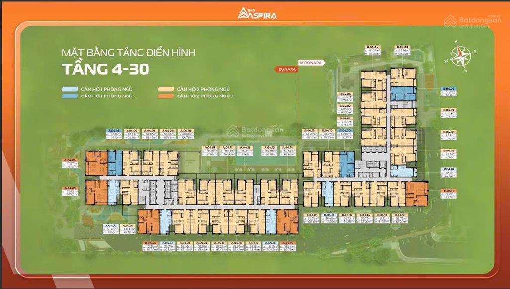 Thuê nhà 6,8 triệu/th bằng 15 tháng tt the aspira, booking ck ngày 3%, giá chỉ 2tỷ580 căn 2pn, 2wc