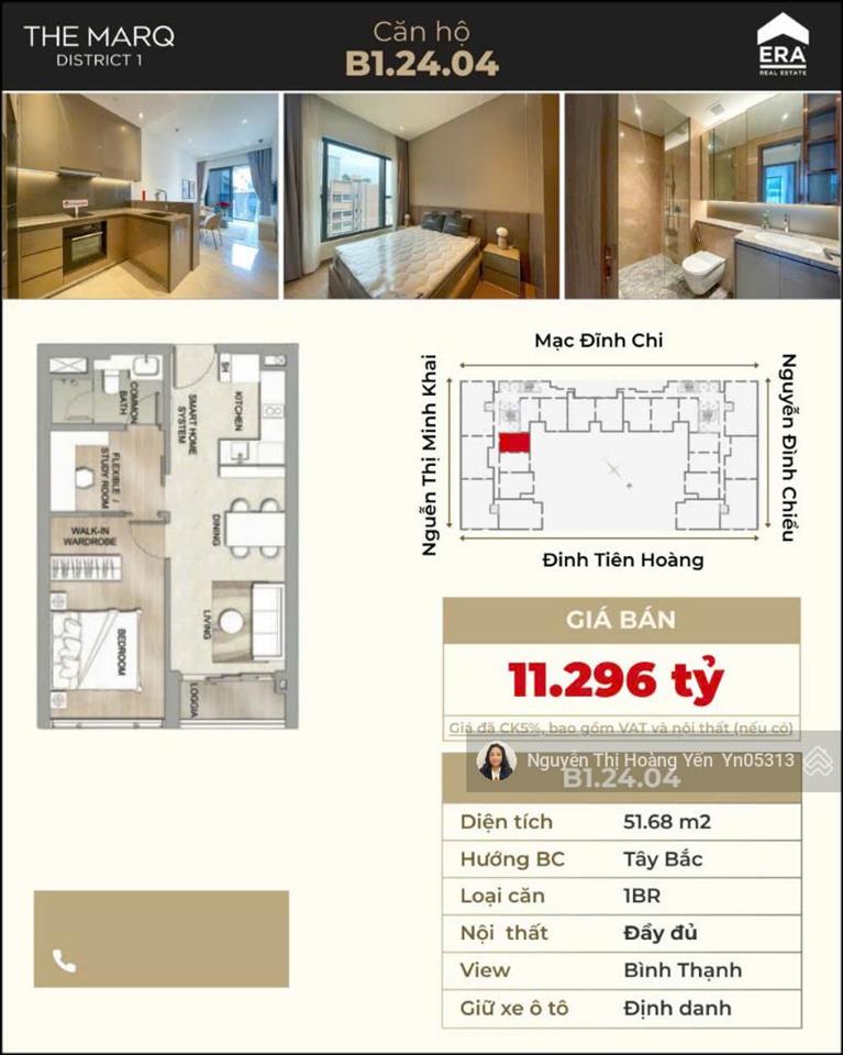 Bán căn hộ cao cấp the marq quận 1  giá ưu đãi 11.296 tỷ, tiện ích đẳng cấp 0909 696 ***